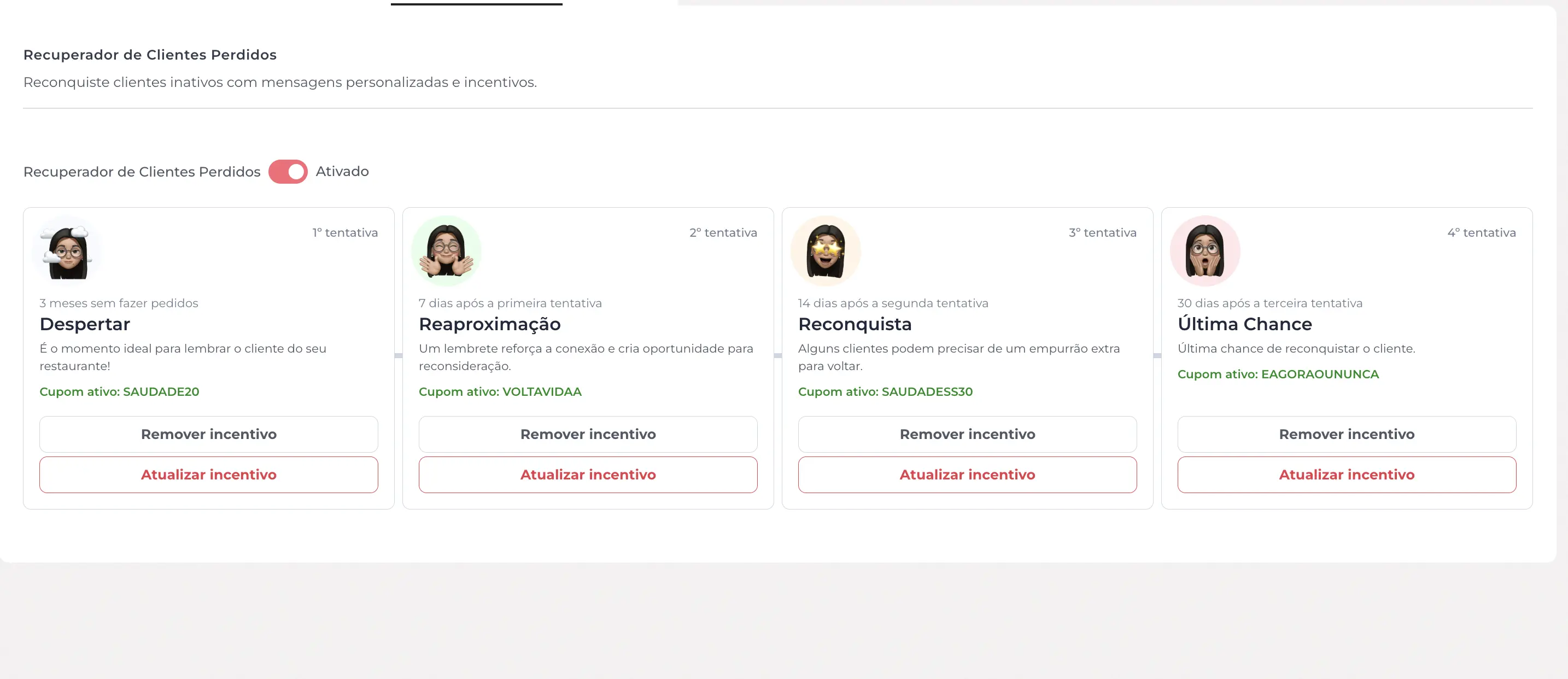 Recuperador de clientes da Brendi no celular